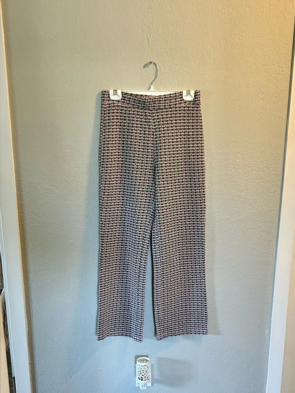 Zara Pink & Green Retro Style Knit Wide-Leg Pants